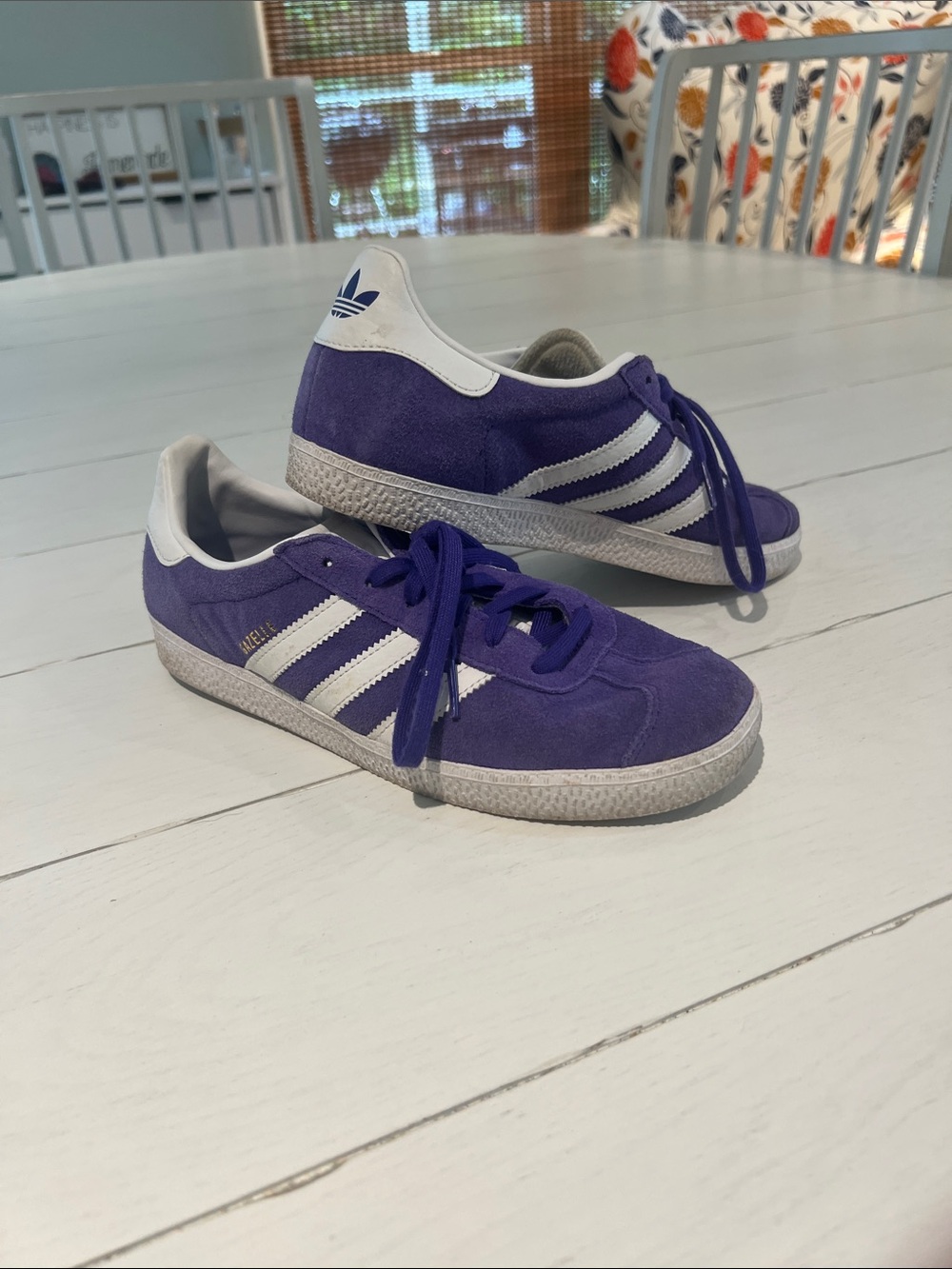 adidas Purple Suede Low-Top Sneakers with White Stripes